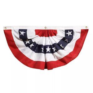 NWT - Annin 3 ft. x 6 ft. Pleated Fan Flag Bunting Patriotic Poly Cotton